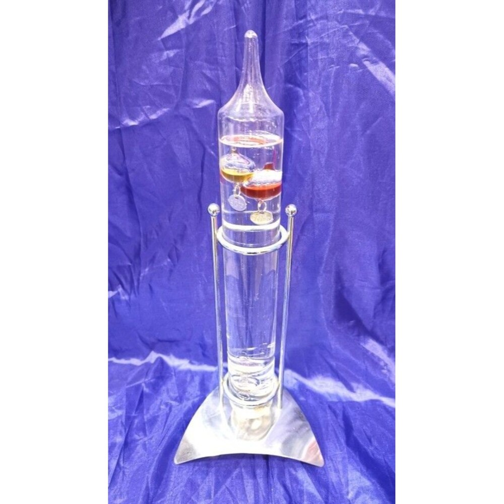 RARE GALILEO THERMOMETER Floating Glass Temperature with Stand 12"